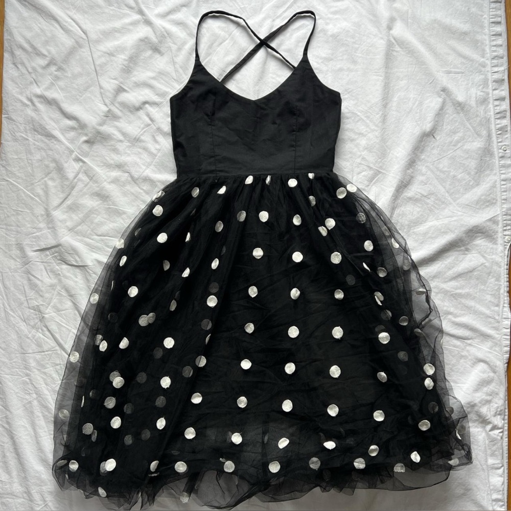 Ballerina Polka Dot Embroidered Tutu Cocktail Dress